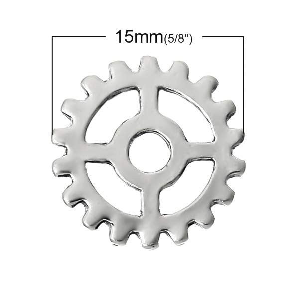 Металлическая бусина Шестеренка 0004213 серебряный цвет 10x9 мм